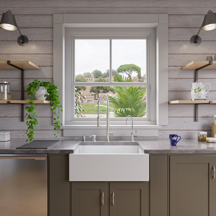 30'' White Fireclay Farmhouse Single Bowl Kitchen Sink