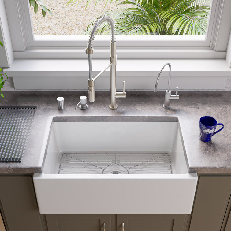 30'' White Fireclay Farmhouse Single Bowl Kitchen Sink