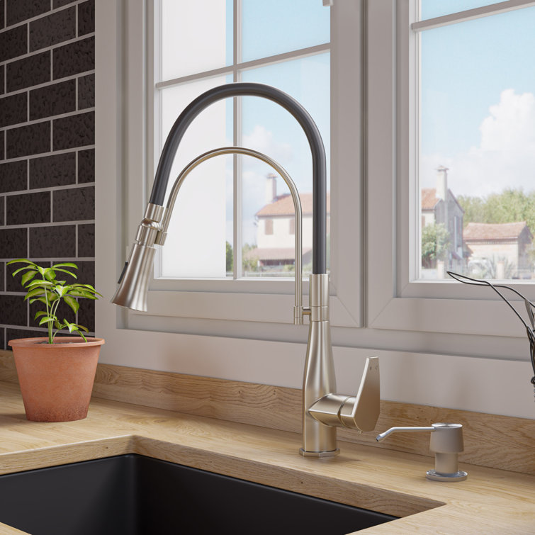 Brushed Nickel Pull-Down Kitchen Faucet with Spray
