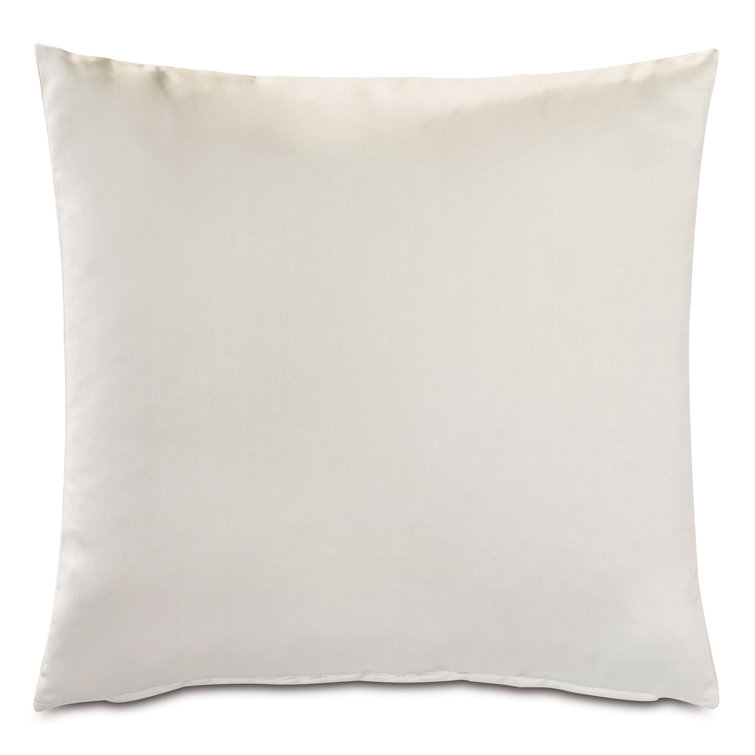 Ivory Satin Square Pillow with Gold Applique and Zipper Closure