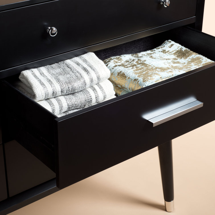 Black and Silver Mid-Century Modern Double Dresser