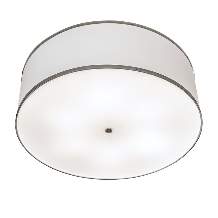 Champagne Finish 6-Light Indoor/Outdoor White Drum Flush Mount