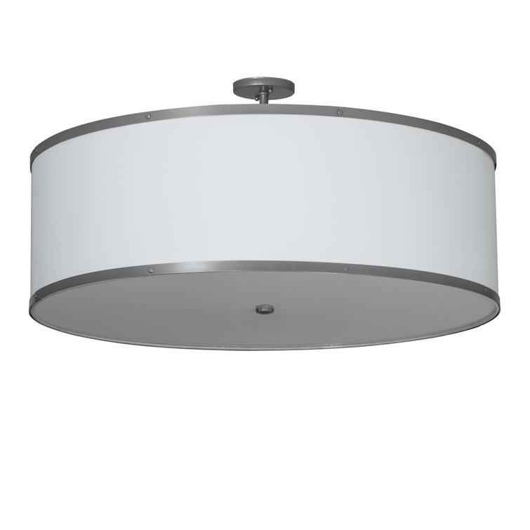 Champagne Finish 6-Light Indoor/Outdoor White Drum Flush Mount