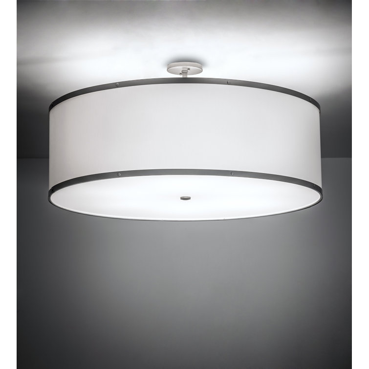 Champagne Finish 6-Light Indoor/Outdoor White Drum Flush Mount