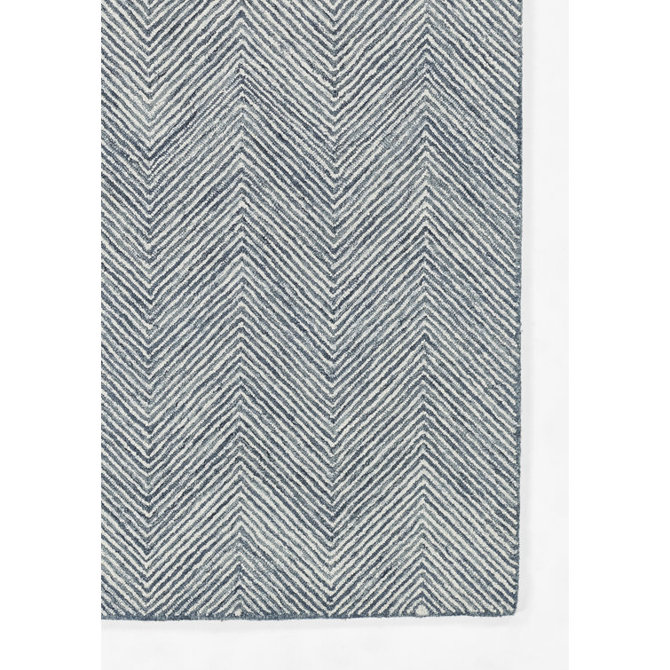 Denim Blue 8' x 10' Handmade Wool Herringbone Rug