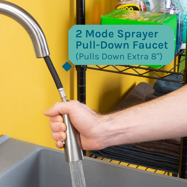 Gray Freestanding Utility Sink with Stainless Steel Faucet