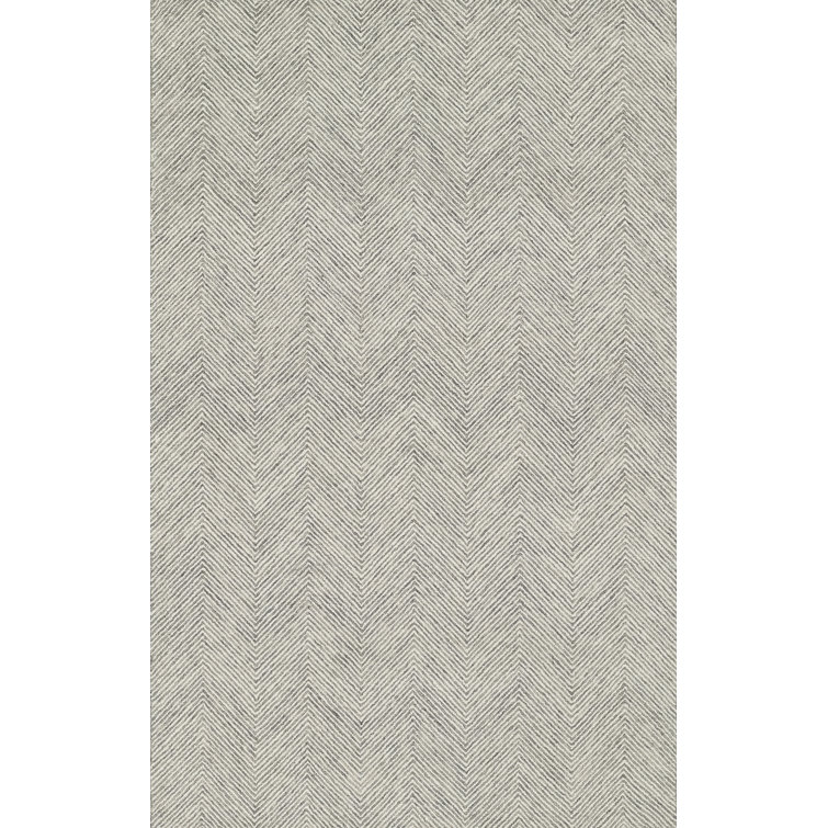 Gray Herringbone Handmade Tufted Wool Area Rug, 3'6" x 5'6"