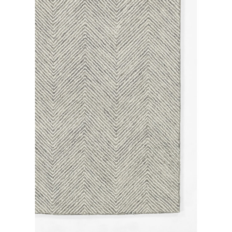 Gray Herringbone Handmade Tufted Wool Area Rug, 3'6" x 5'6"