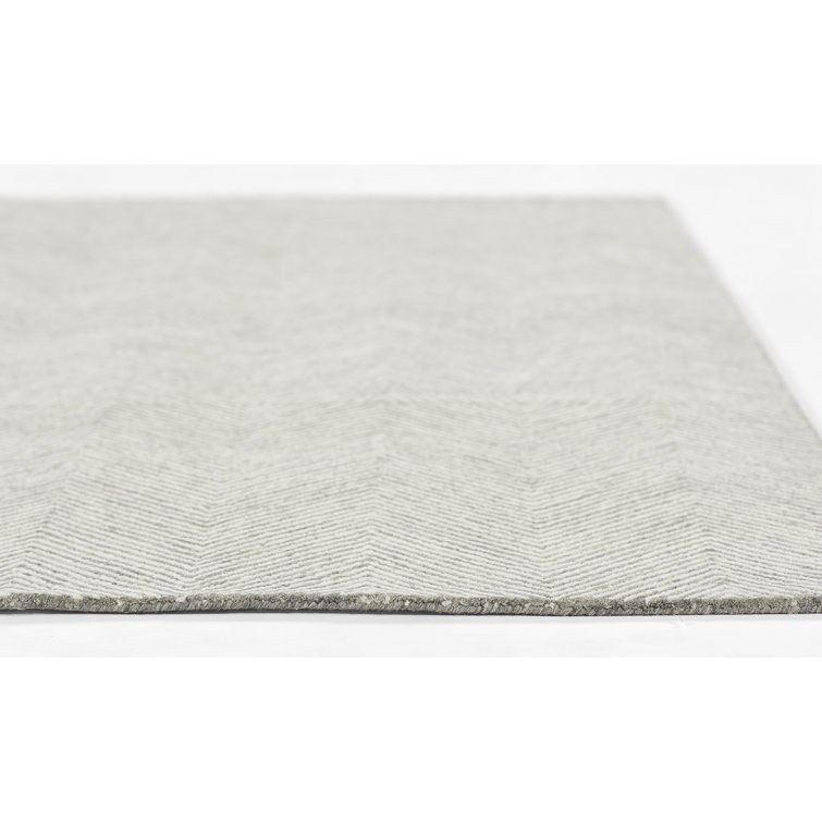 Gray Herringbone Handmade Tufted Wool Area Rug, 3'6" x 5'6"