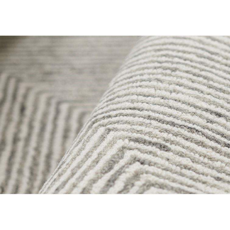 Gray Herringbone Handmade Tufted Wool Area Rug, 3'6" x 5'6"