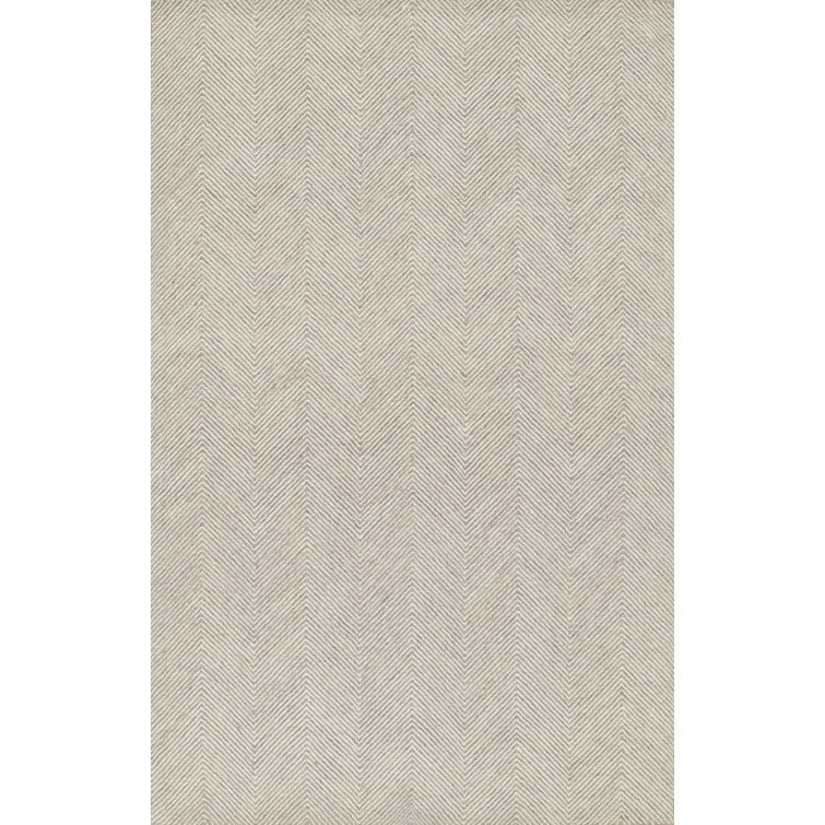 Handmade Taupe Wool-Chenille Herringbone Area Rug 5' x 8'