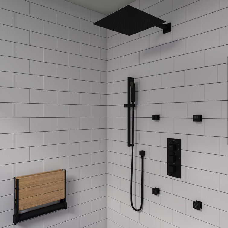 Black Matte Brass Adjustable Wall-Mounted Handshower Set