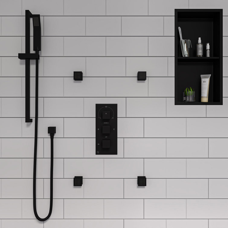 Black Matte Brass Adjustable Wall-Mounted Handshower Set