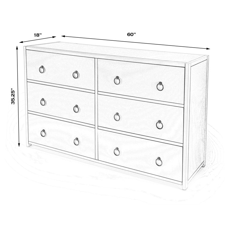 Elin Glam White Double Dresser with Dovetail Drawers