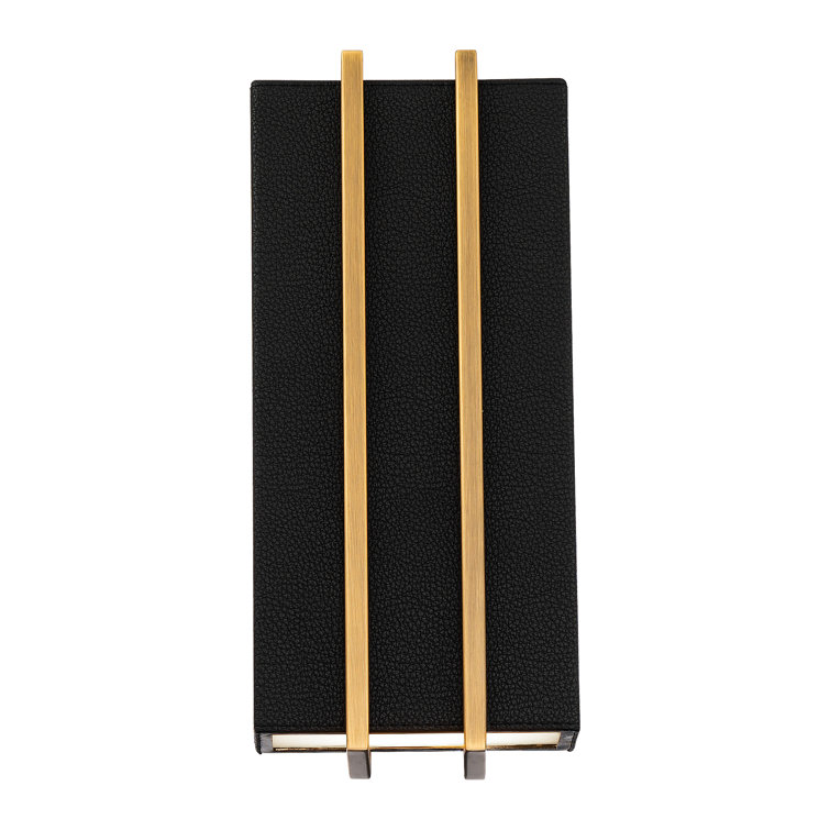 Aged Brass & Black Leather LED Wall Sconce - Dimmable