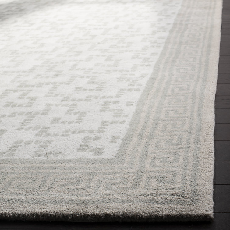 Rainwater Blue Hand-Tufted Wool Geometric Runner Rug