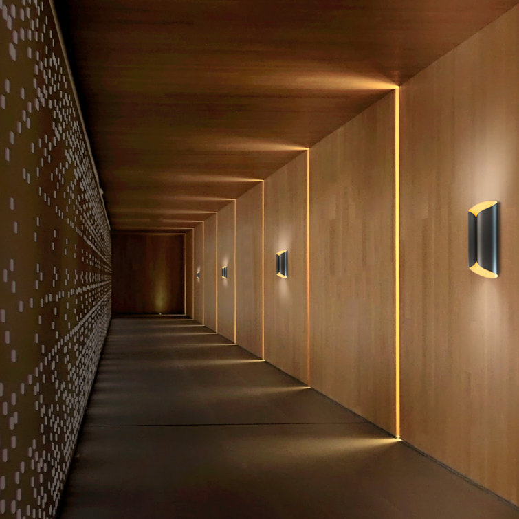 Opus Bronze Gold Leaf Cylinder LED Wall Sconce