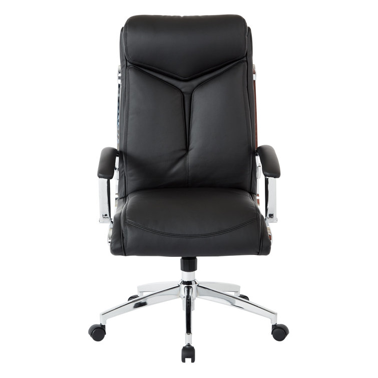 Black Faux Leather High Back Executive Swivel Chair with Chrome Base