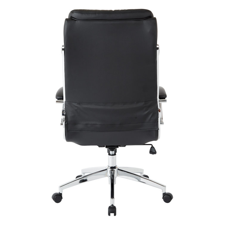 Black Faux Leather High Back Executive Swivel Chair with Chrome Base