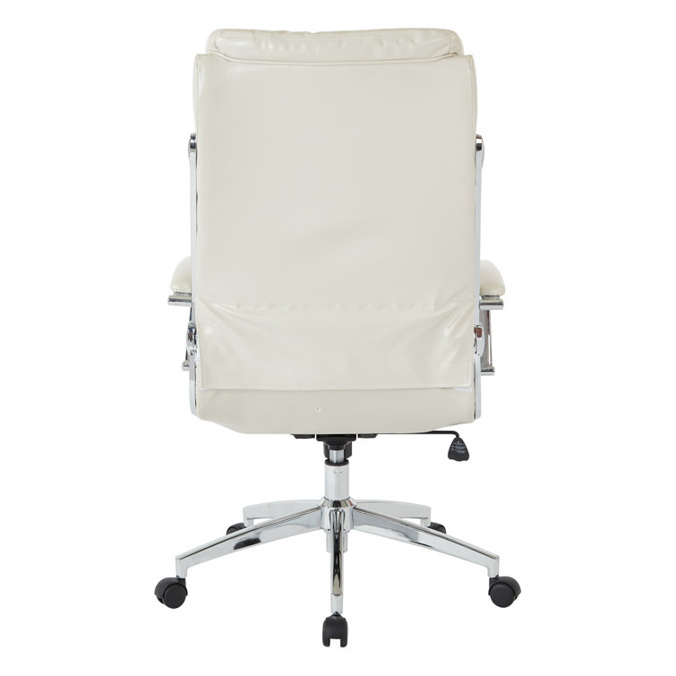 Cream Faux Leather High Back Executive Office Chair with Chrome Base