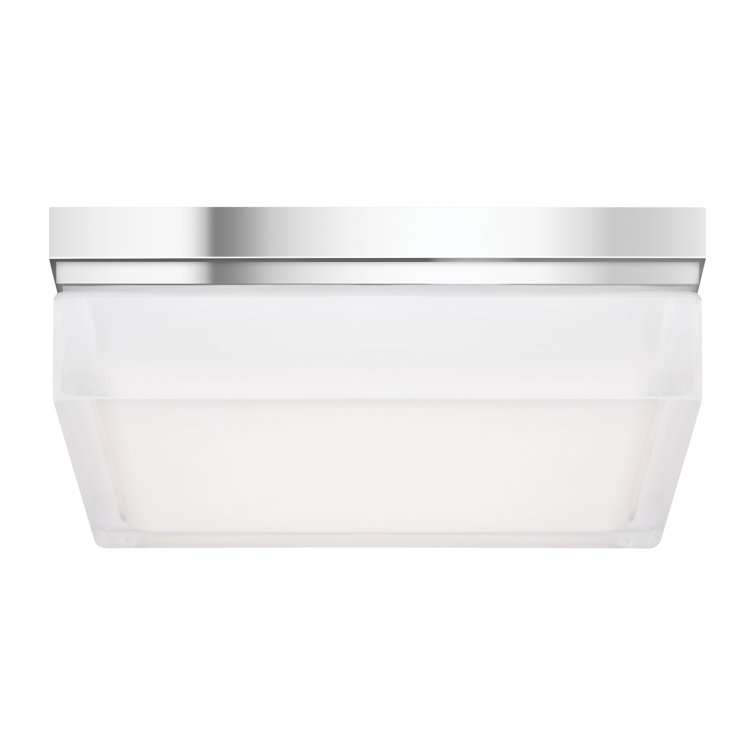 Boxie Chrome Square LED Flush Mount with Pressed Glass