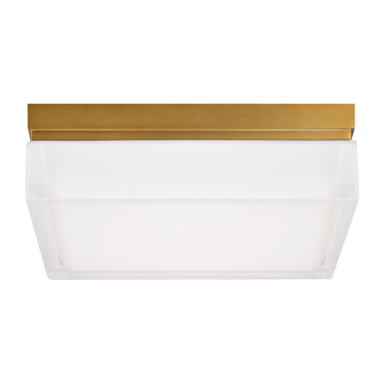 Boxie Large Satin Nickel Square LED Flush Mount with Pressed Glass