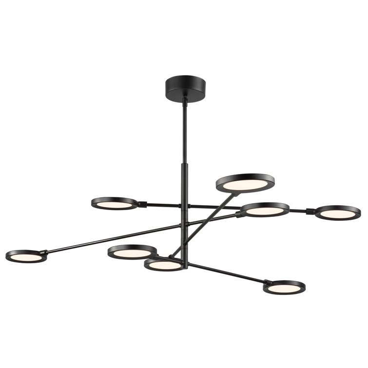 Matte Black 8-Light LED Geometric Chandelier