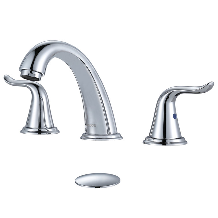 Chrome Widespread 2-Handle Bathroom Faucet with Drain Assembly