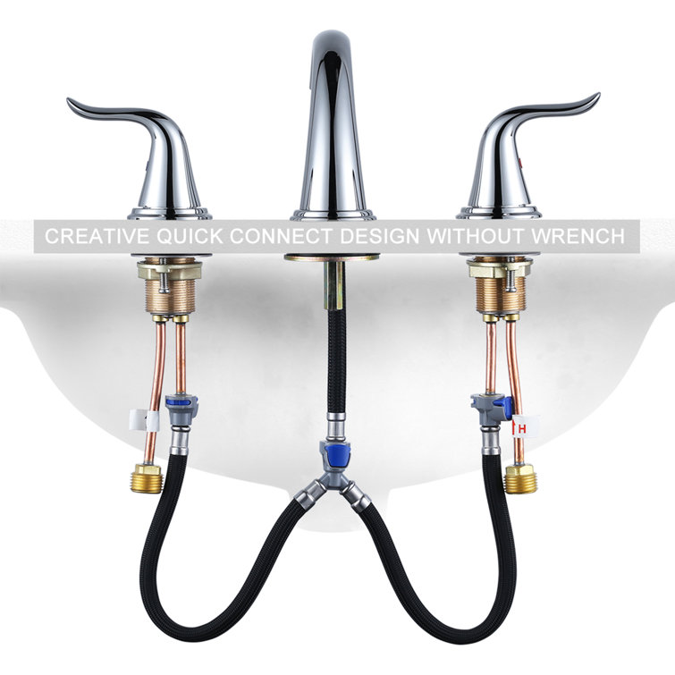 Chrome Widespread 2-Handle Bathroom Faucet with Drain Assembly