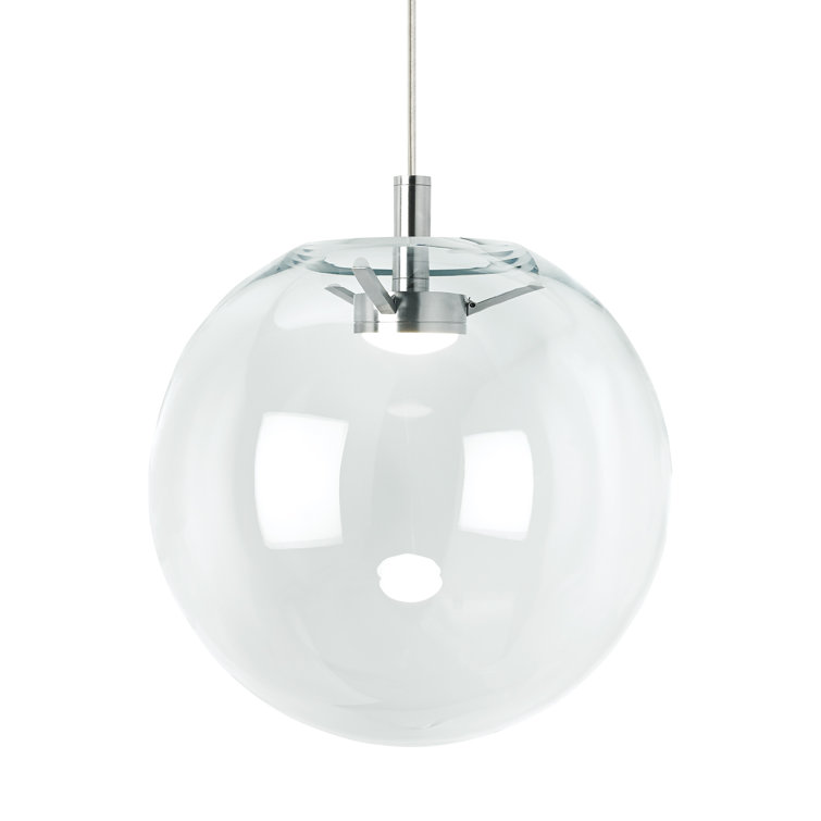 Elegant Satin Nickel & Clear Glass 1-Light LED Pendant