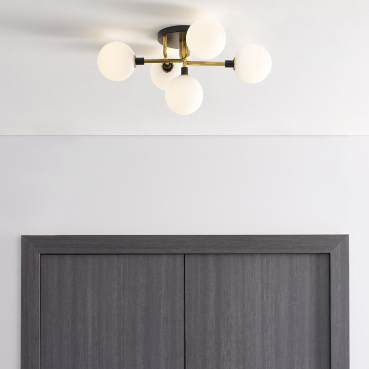Polished Nickel 22" Glass Globe LED Flush Mount Light