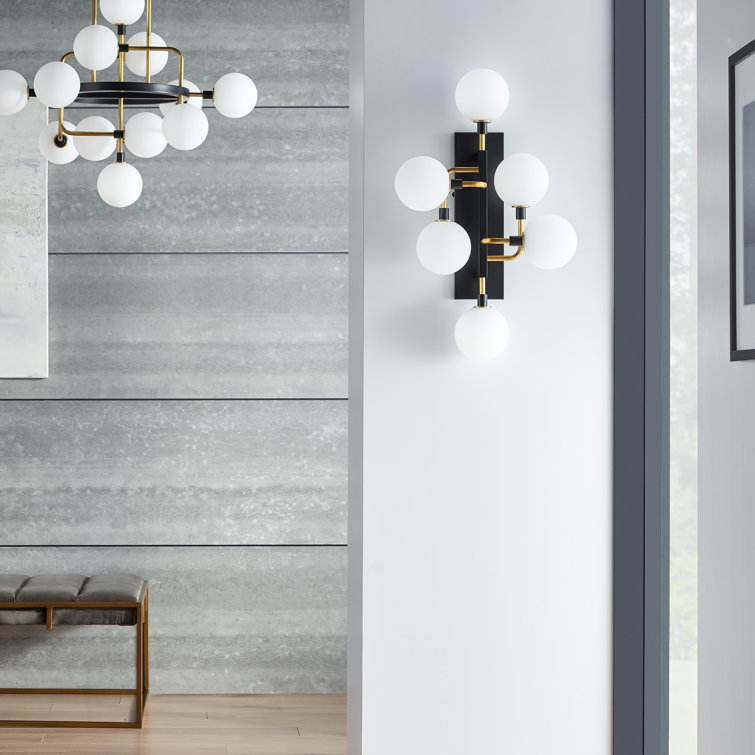 Viaggio Opal Glass & Brass 6-Light Dimmable Sconce by Sean Lavin