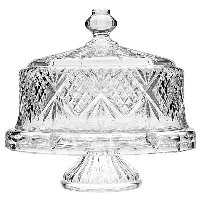 Clear Crystal Pedestal Cake Stand with Dome