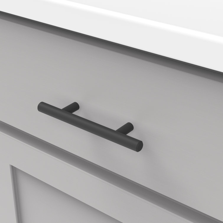 Matte Black Steel Bar Pull Cabinet Handles with Mounting Hardware