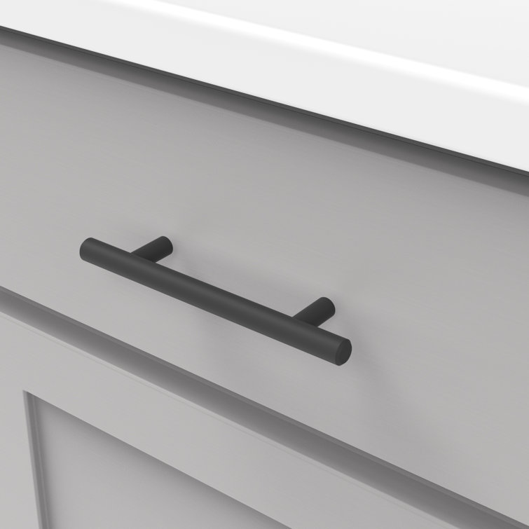 Matte Black Steel Modern Bar Pull Handles with Mounting Hardware
