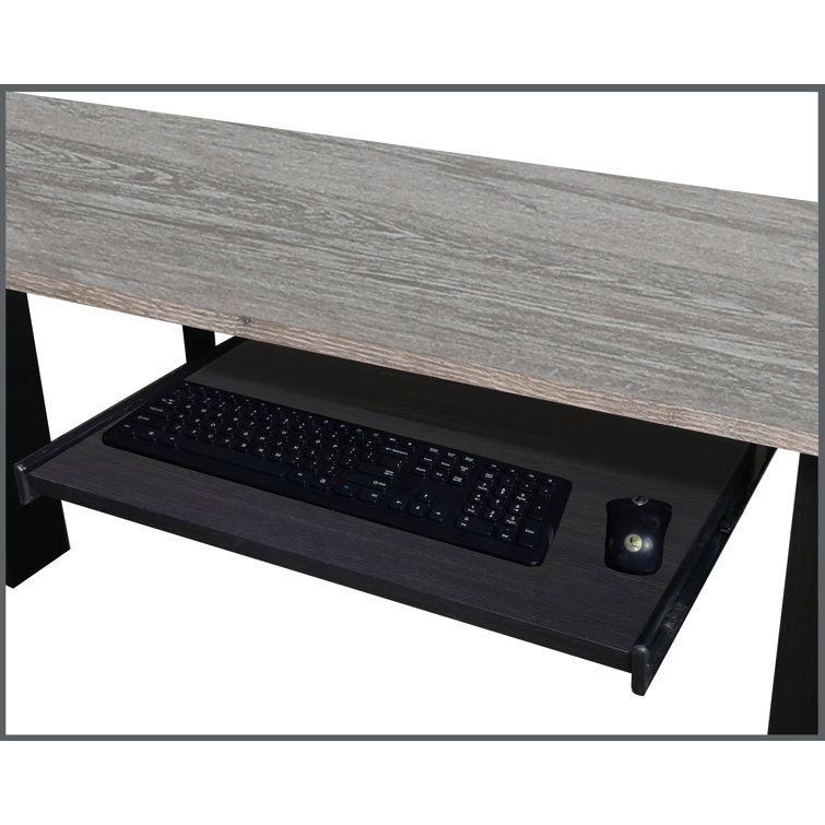 Espresso Wood Corner Desk with Keyboard Tray and Drawer
