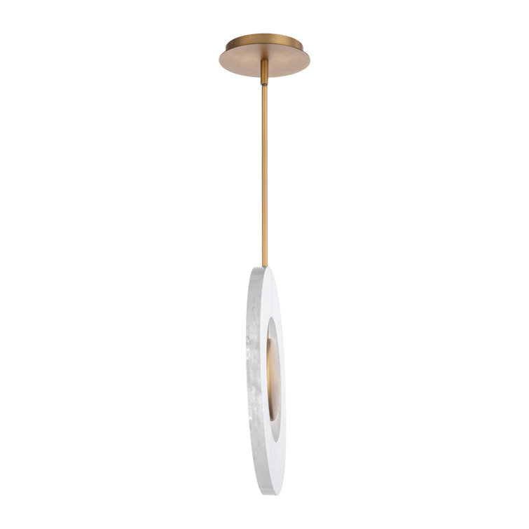 Aged Brass Mini LED Pendant with Cloudy Acrylic Diffuser
