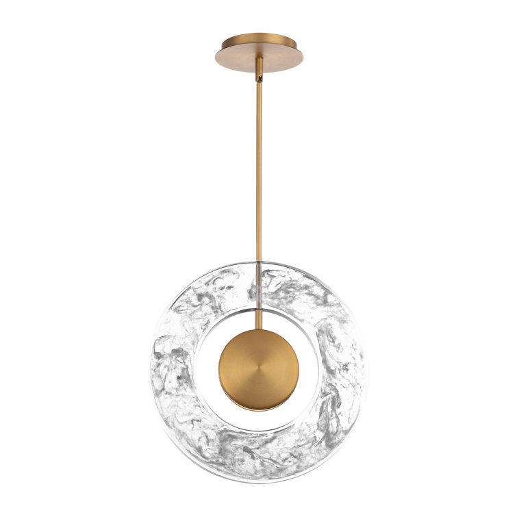 Aged Brass Mini LED Pendant with Cloudy Acrylic Diffuser