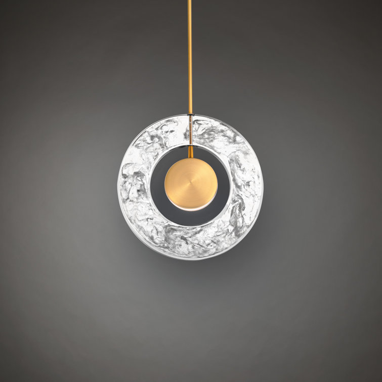 Aged Brass Mini LED Pendant with Cloudy Acrylic Diffuser