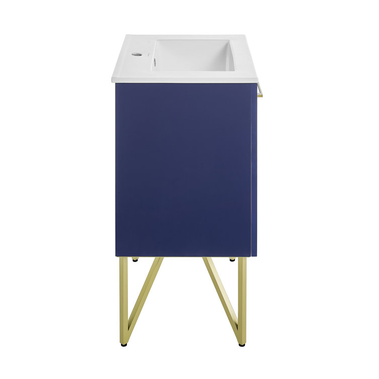 Annecy 24" Navy Blue Bathroom Vanity with Gold Accents