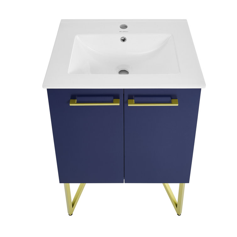 Annecy 24" Navy Blue Bathroom Vanity with Gold Accents
