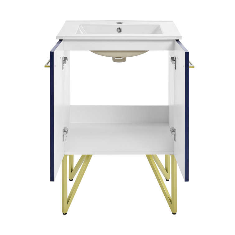 Annecy 24" Navy Blue Bathroom Vanity with Gold Accents