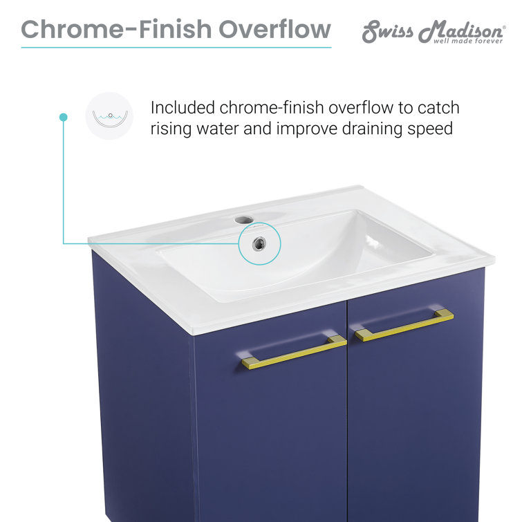 Annecy 24" Navy Blue Bathroom Vanity with Gold Accents