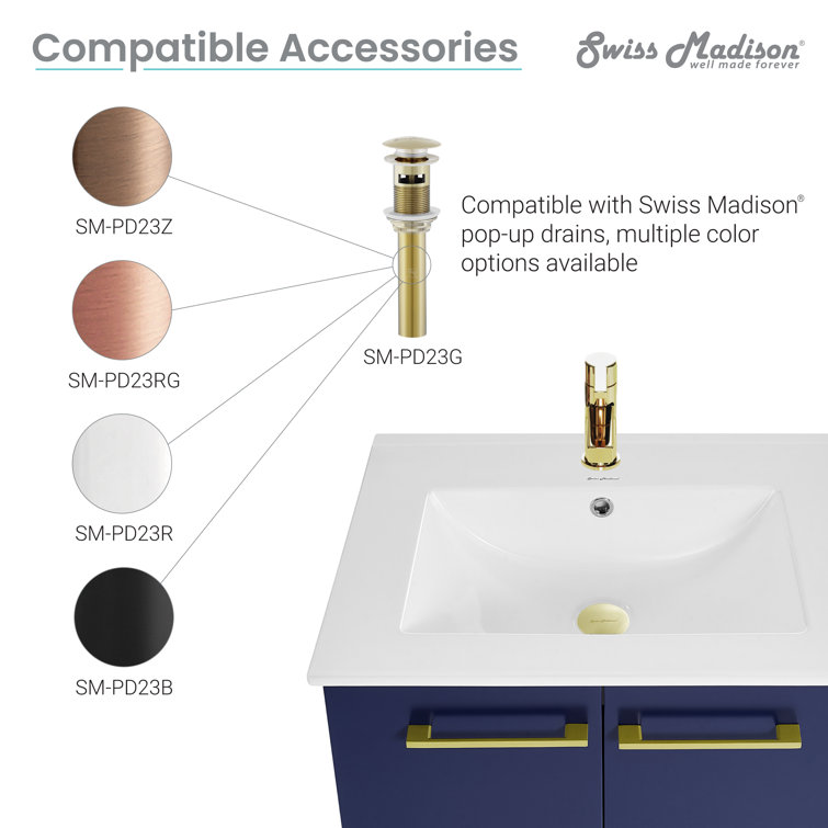 Annecy 24" Navy Blue Bathroom Vanity with Gold Accents
