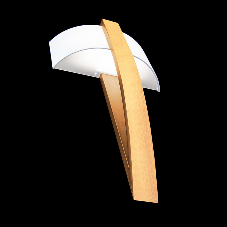 Aged Brass Dimmable LED Sconce with White Fabric Shade