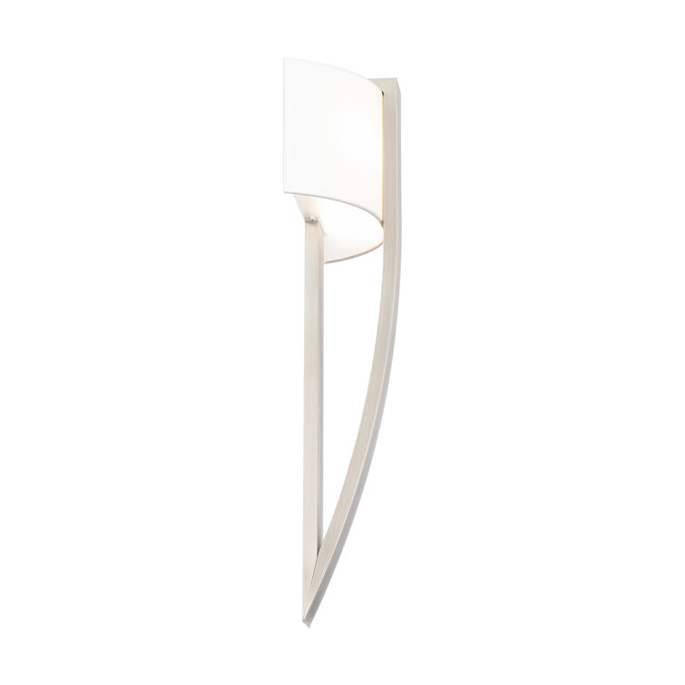 Elegant Brushed Nickel LED Sconce with Dimmable White Fabric Shade