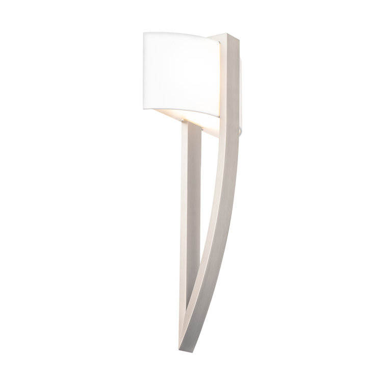 Elegant Brushed Nickel LED Sconce with Dimmable White Fabric Shade