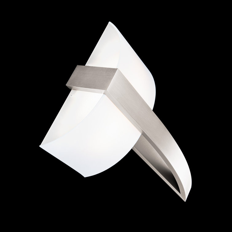 Elegant Brushed Nickel LED Sconce with Dimmable White Fabric Shade