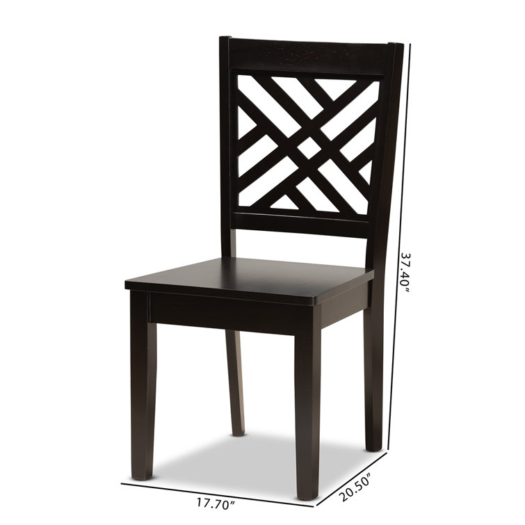 Caron Dark Brown Solid Wood and Cane Low Back Dining Chair