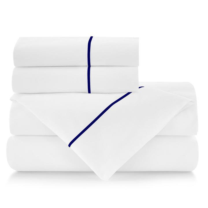 Platinum Queen Cotton Percale Sheet Set with Satin Stitch